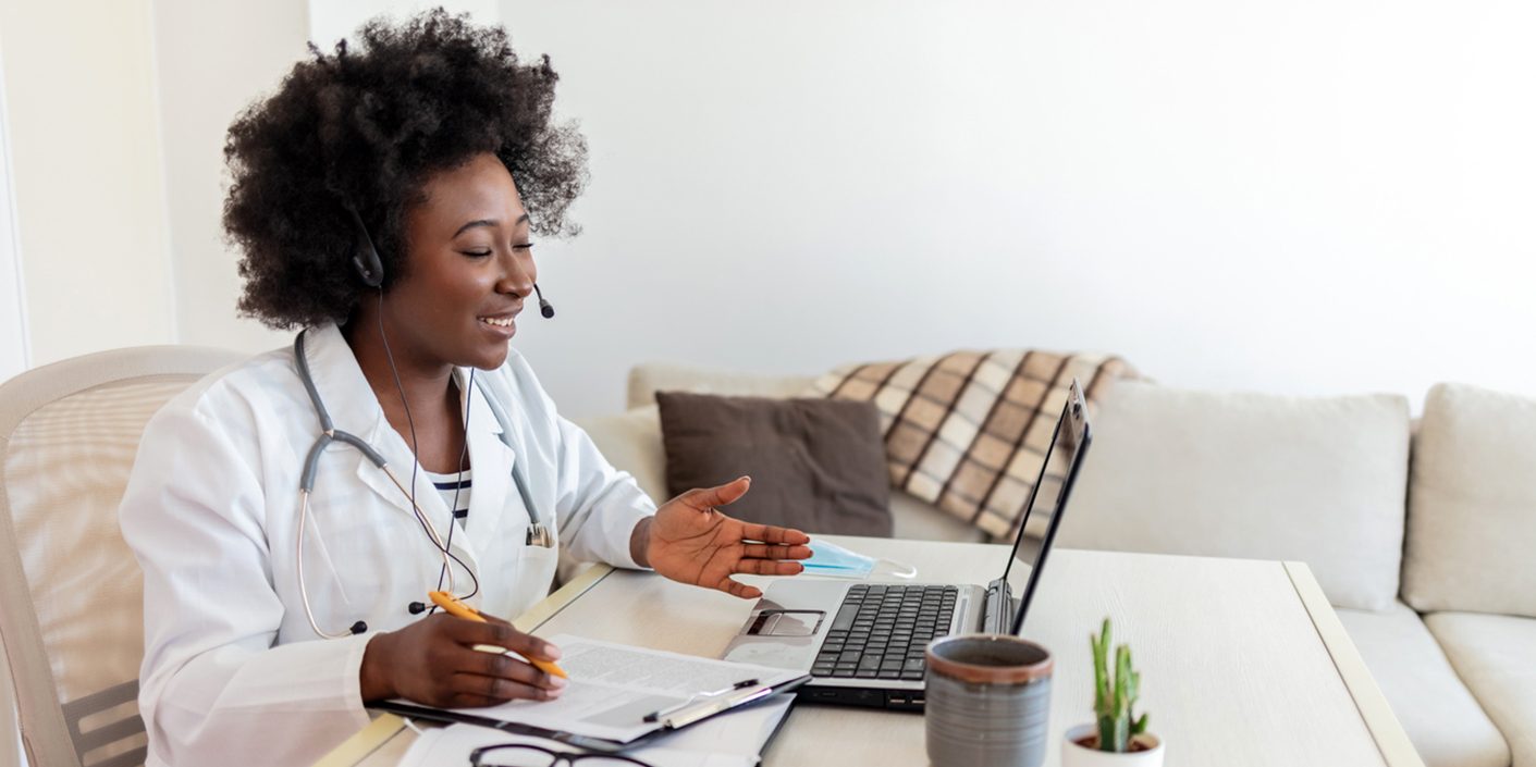 Doctor speaking to patient remotely