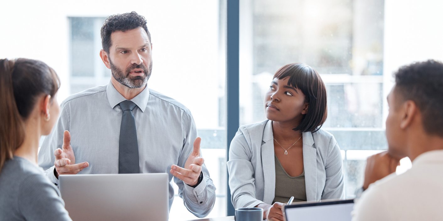 Administrators discussing a case